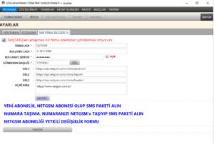 SMS FİRMA AYARLARI